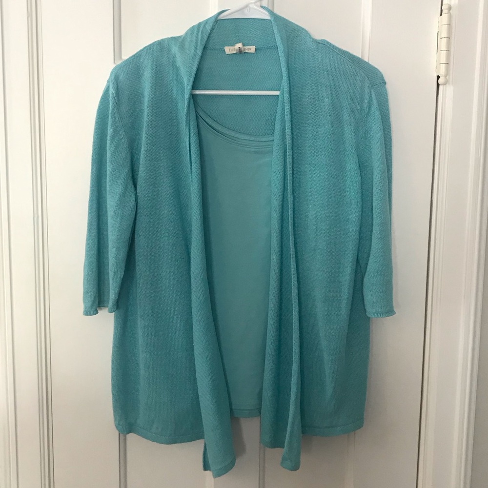 Pretty blue sweater set.